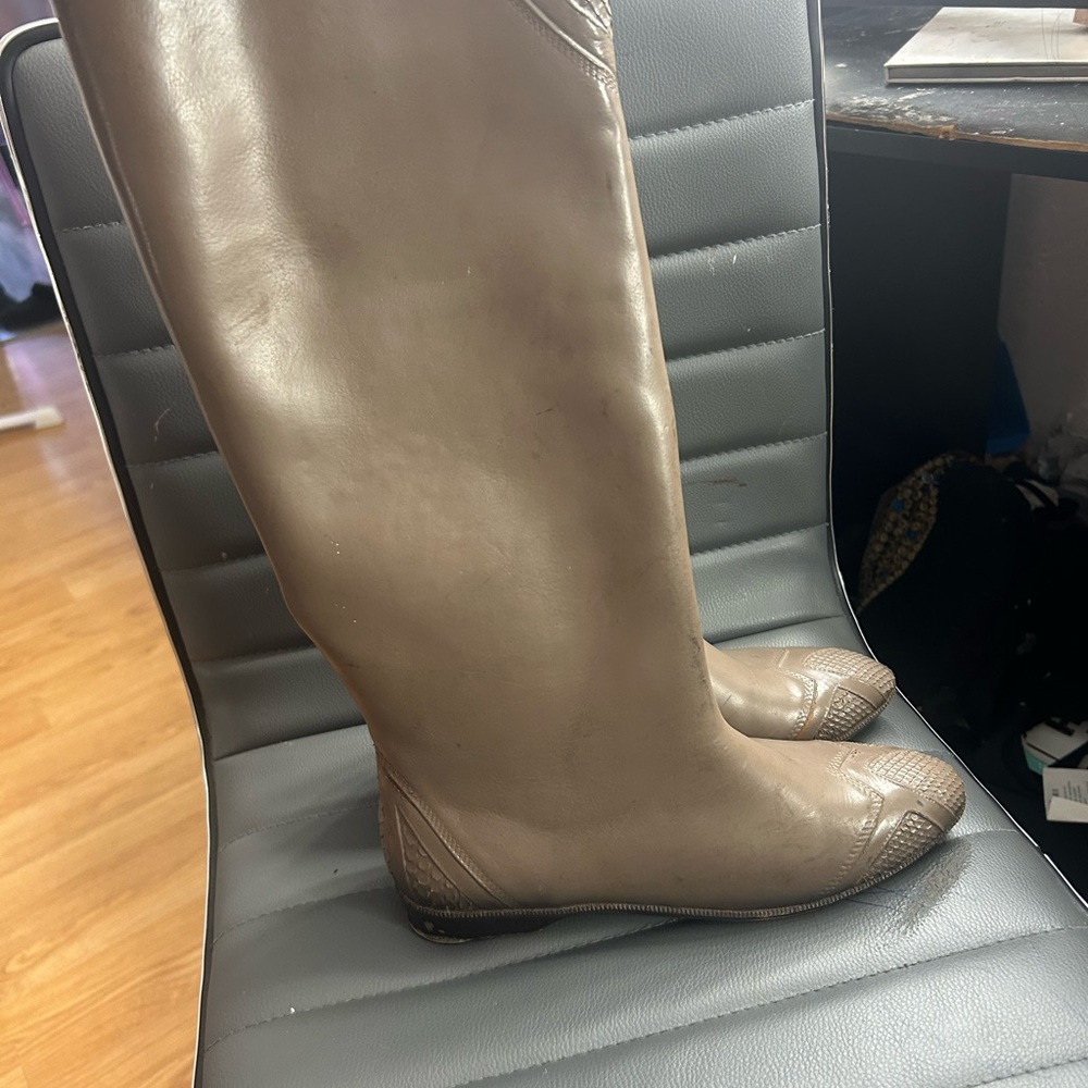 Vintage Andrew Geller Taupe Knee-High Leather Boots